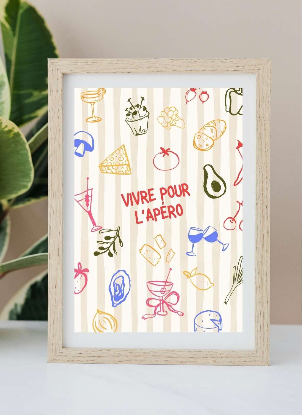 VIVRE POUR L'APÉRO – Affiche prête à imprimer