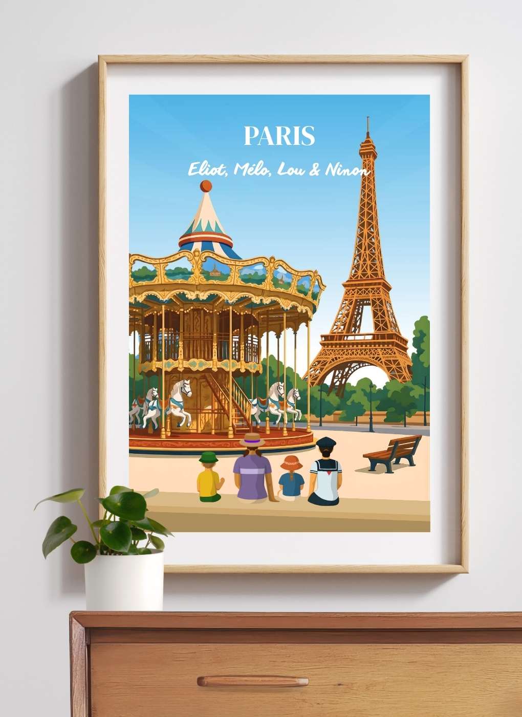 PARIS Tour Eiffel manège – Affiche personnalisée
