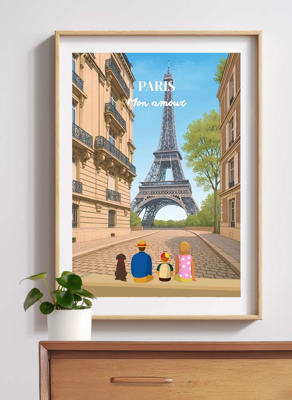 PARIS Tour Eiffel vue rue – Affiche personnalisée
