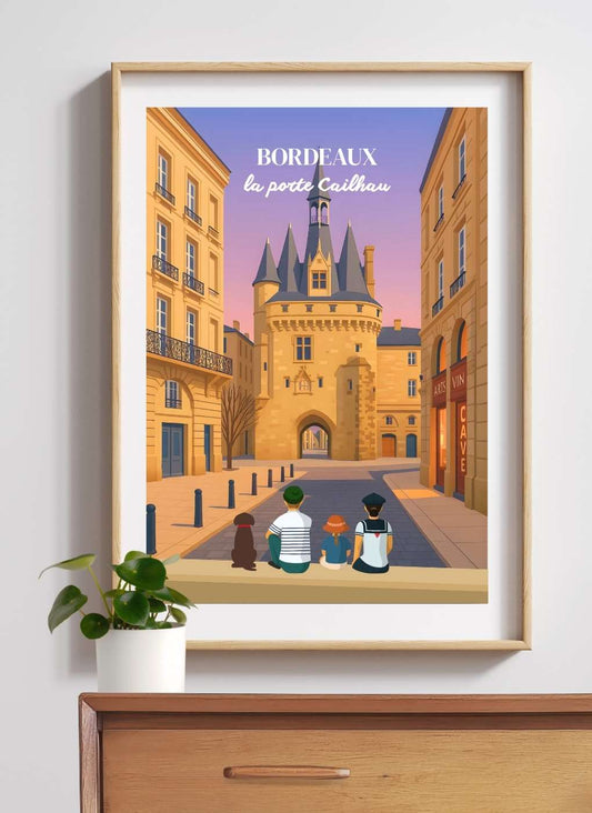 BORDEAUX Porte sunset - Affiche personnalisée