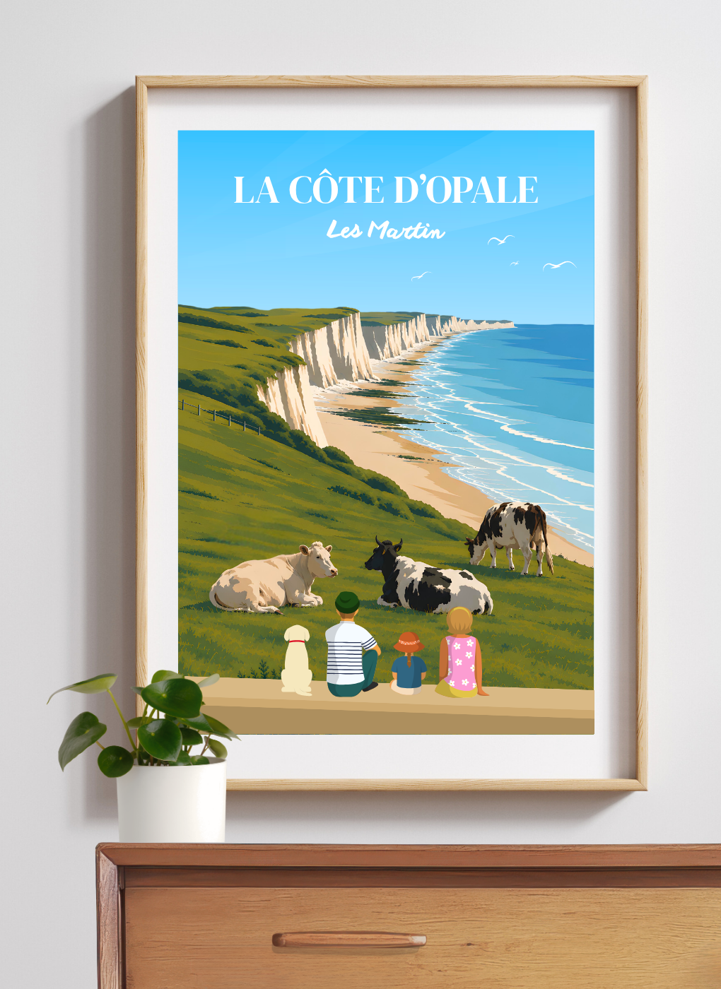 CÔTE D'OPALE Vaches falaises - Affiche personnalisée
