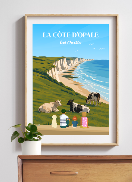 CÔTE D'OPALE Vaches falaises - Affiche personnalisée
