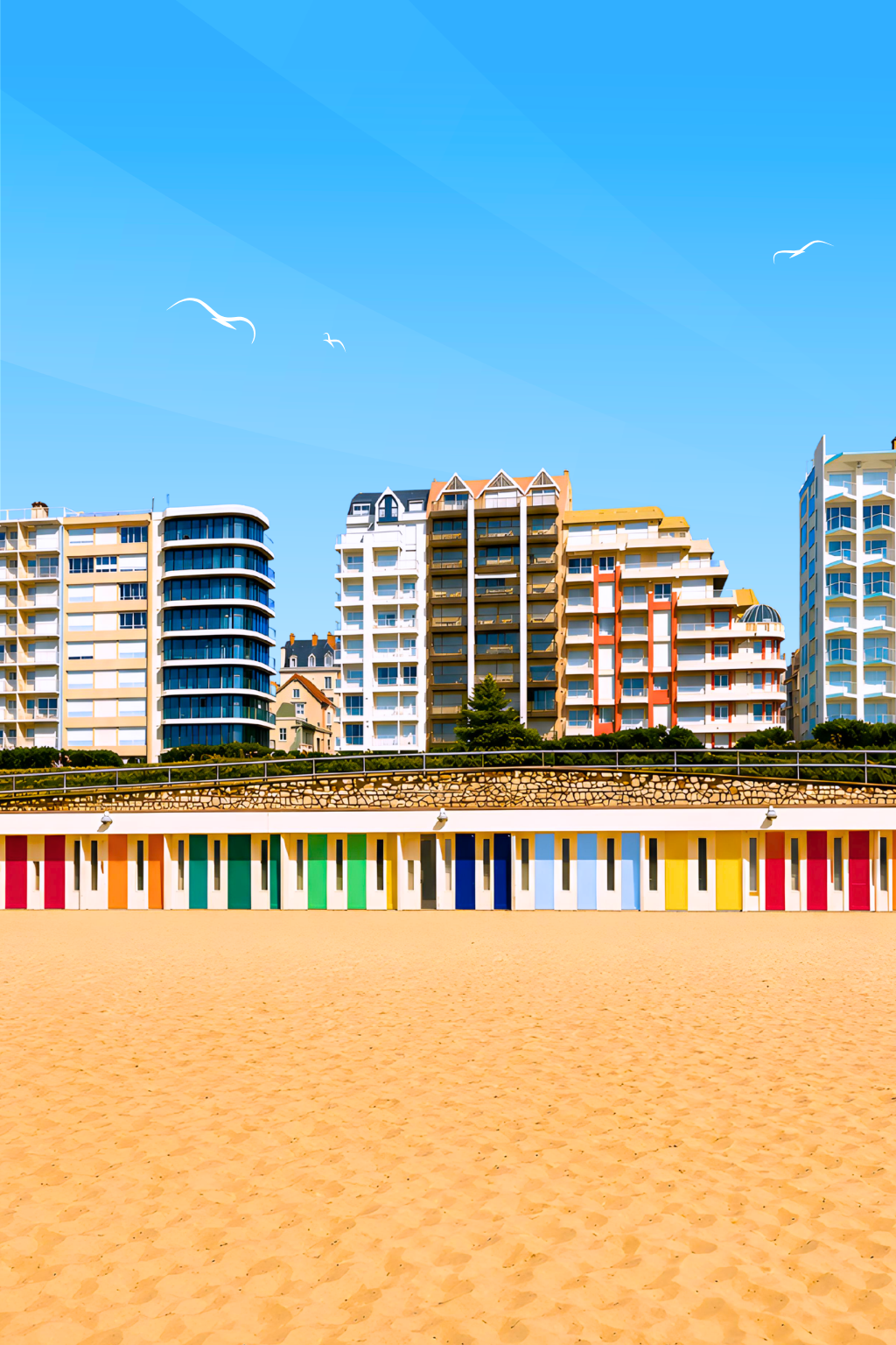 LE TOUQUET Cabines #2 - Affiche personnalisée
