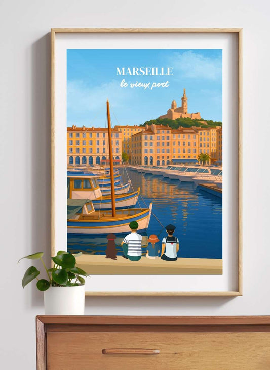 MARSEILLE Vieux port - Affiche personnalisée