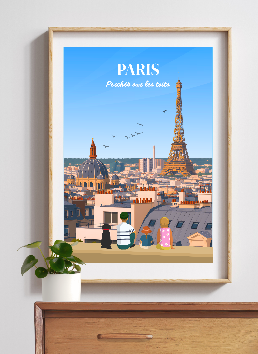 PARIS Tour Eiffel toits - Affiche personnalisée