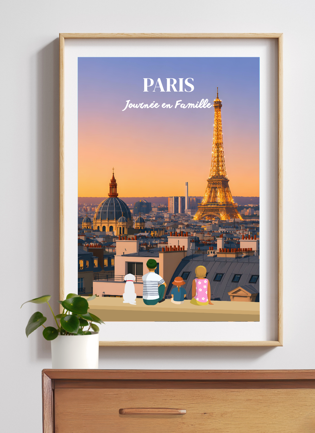 PARIS Tour Eiffel toits sunset - Affiche personnalisée