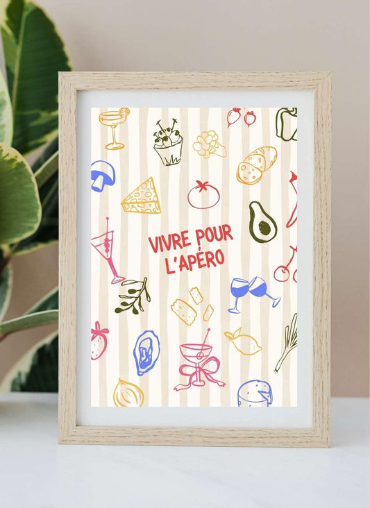 VIVRE POUR L'APÉRO – Affiche prête à imprimer