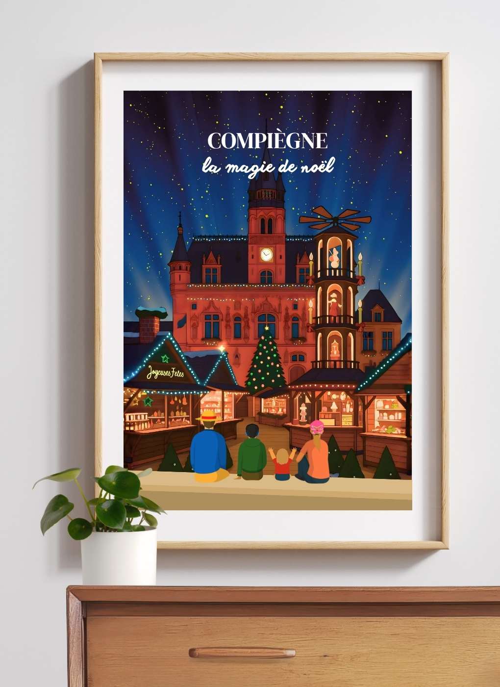 COMPIÈGNE Hotel de ville noël nuit #1 – Affiche personnalisée