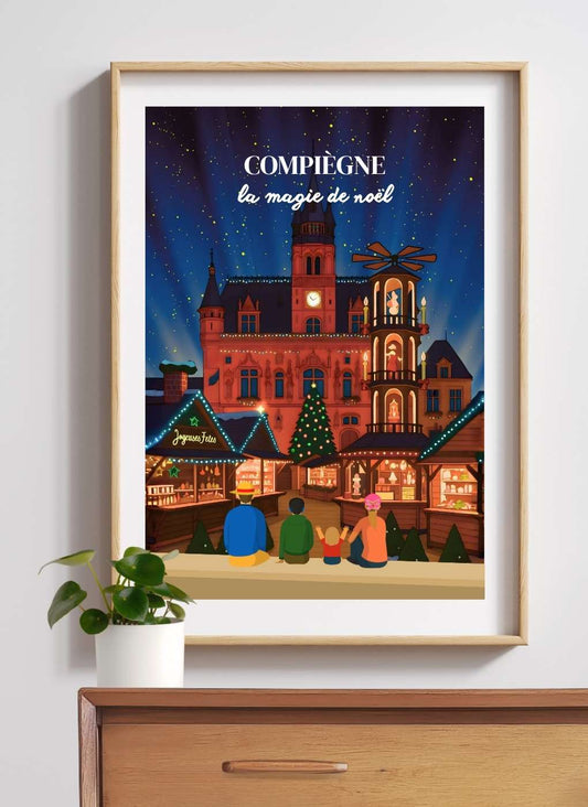 COMPIÈGNE Hotel de ville noël nuit #1 – Affiche personnalisée