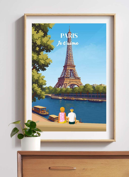PARIS Tour Eiffel quai – Affiche personnalisée