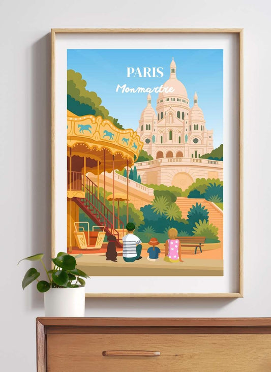 PARIS Montmartre Sacré-Cœur manège  – Affiche personnalisée