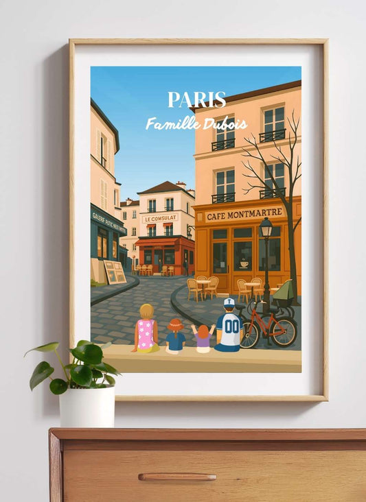 PARIS Montmartre cafés – Affiche personnalisée